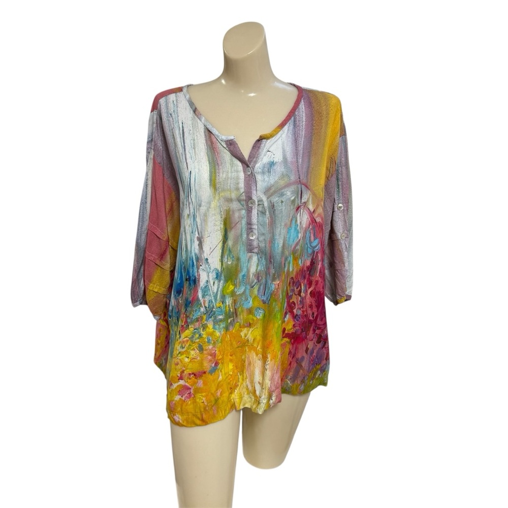 Parsley & Sage Women’s Top Pullover Colorful 3/4 Sleeves Size L. NWOT
